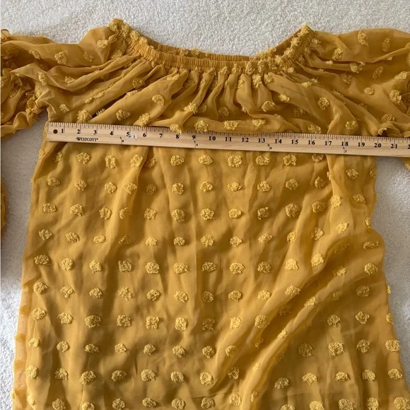 Women’s Long Sleeve Sheer Blouse Color Mustard Size Large - Picture 4 of 7